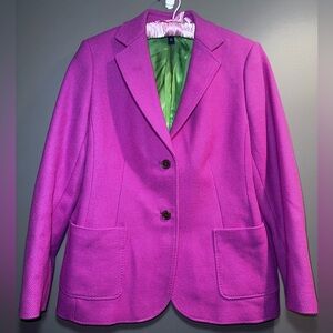 Lands’ End Wool Blend Blazer Purple Tailored Jacket Size 16